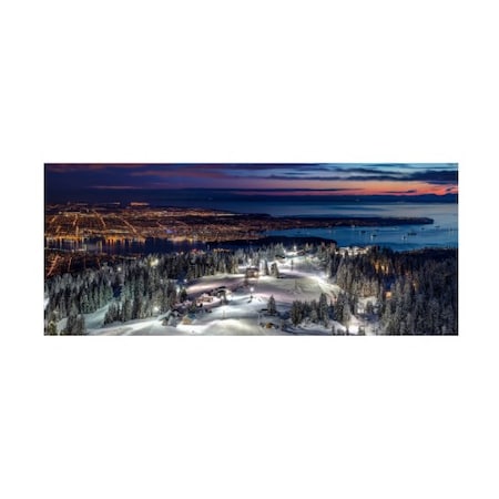 Pierre Leclerc 'Vancouver City Mountain' Canvas Art,14x32